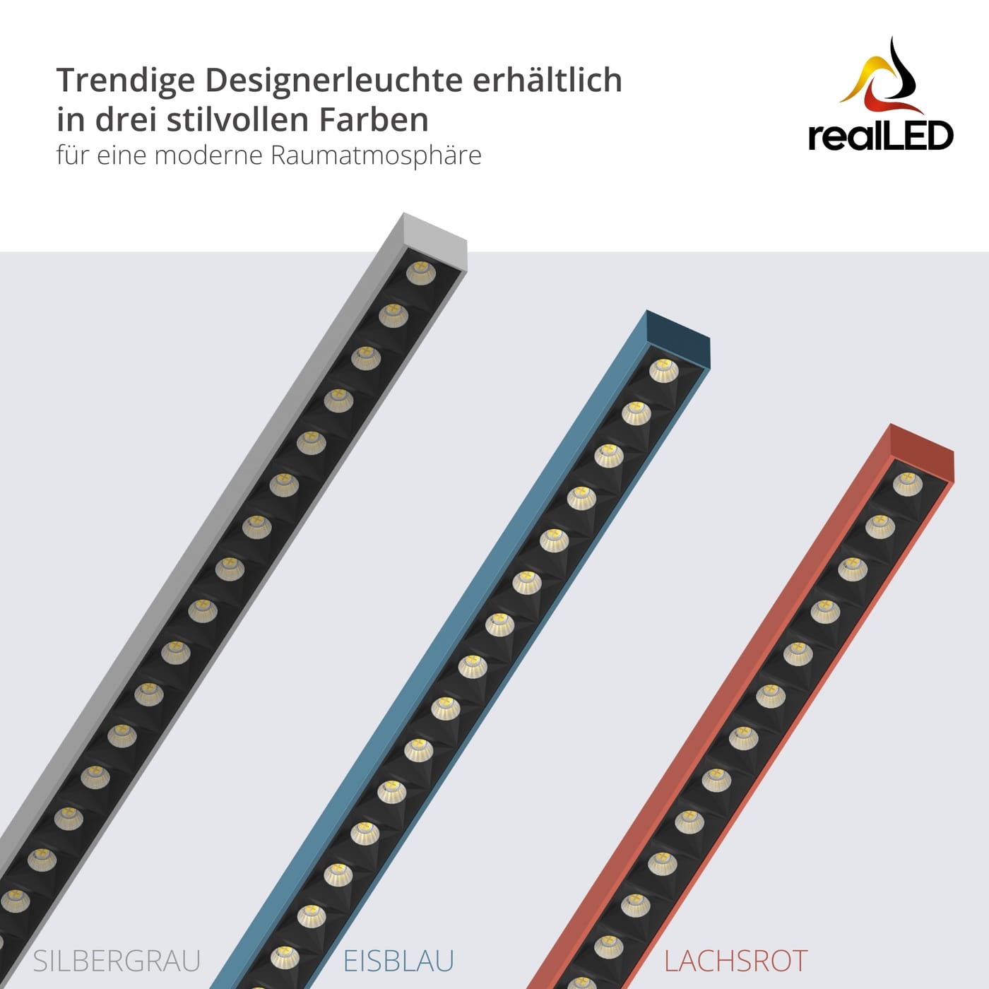 realLED Officeflow Stehleuchte in Silber, Blau und Rot